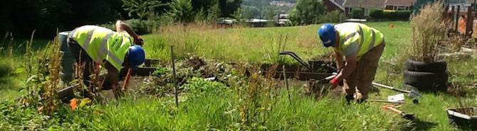 Wind farm workers’ green fingers help Rhondda school restore its gardens