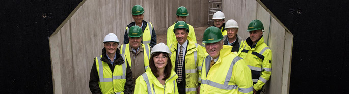Cabinet secretary visits Jones Bros’ project to halt flooding of Tal-y-Bont village
