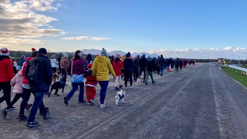 Charity walk on new Caernarfon and Bontnewydd bypass receives incredible support